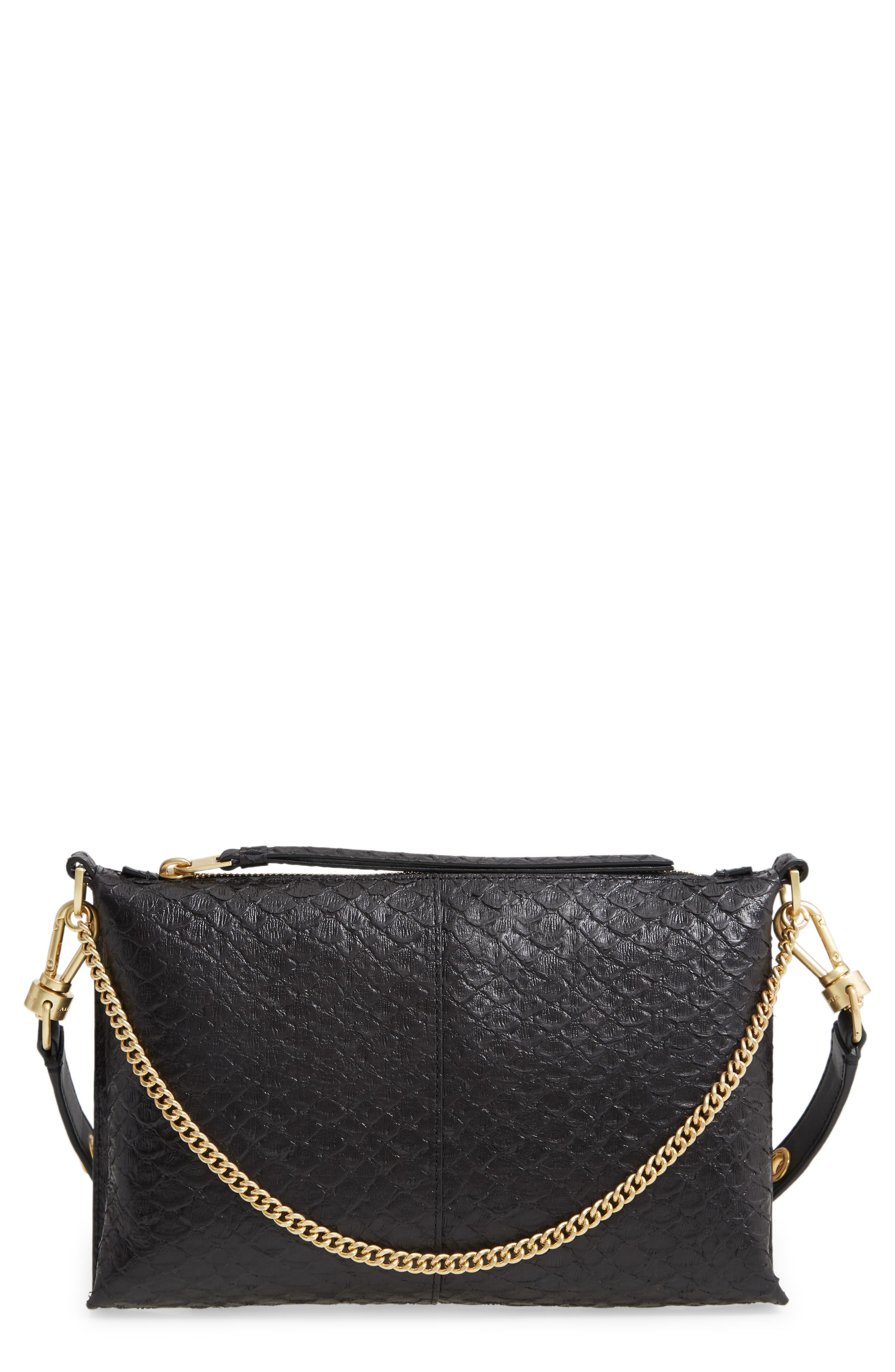 AllSaints Eve Leather Crossbody Bag, Main, color, 