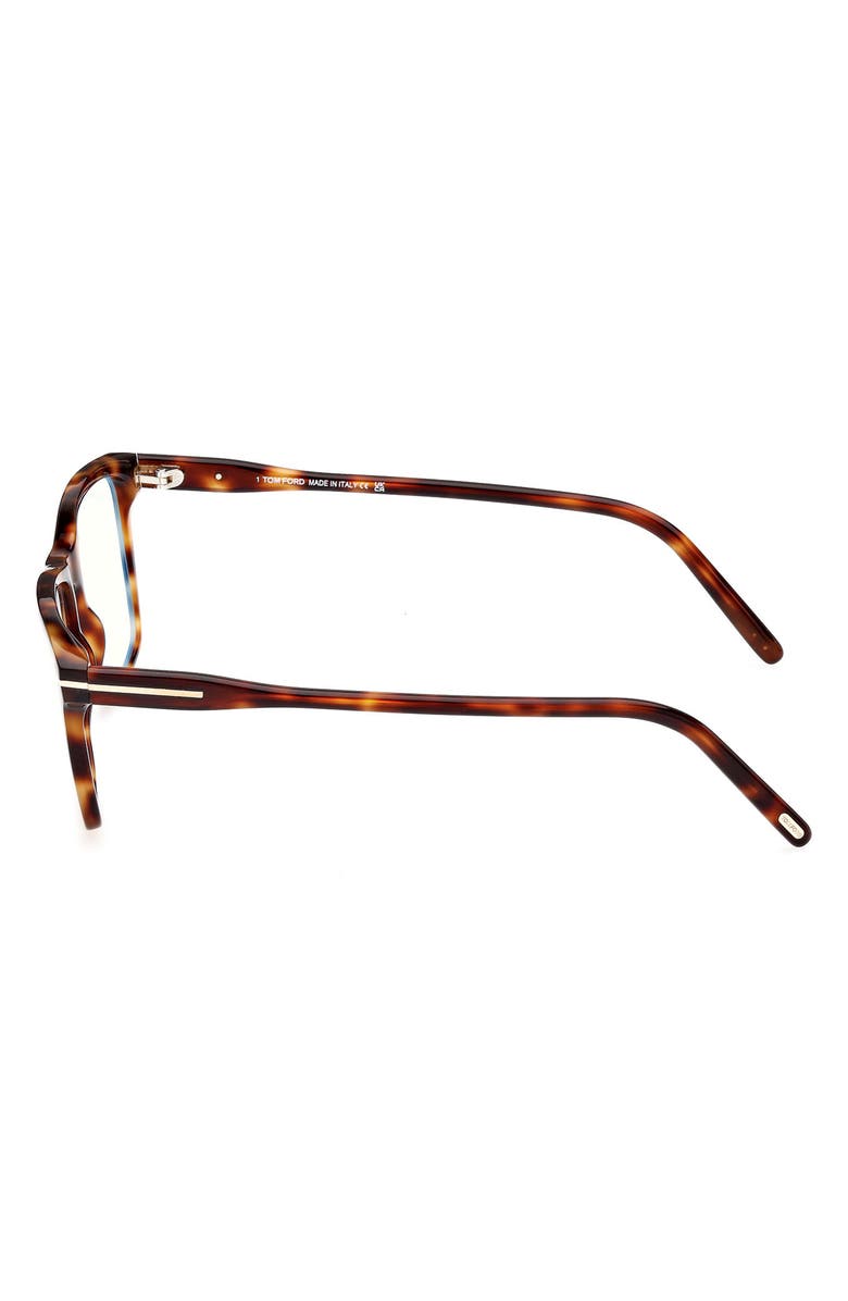 TOM FORD 56mm Square Blue Light Blocking Glasses, Alternate, color, Brown Havana