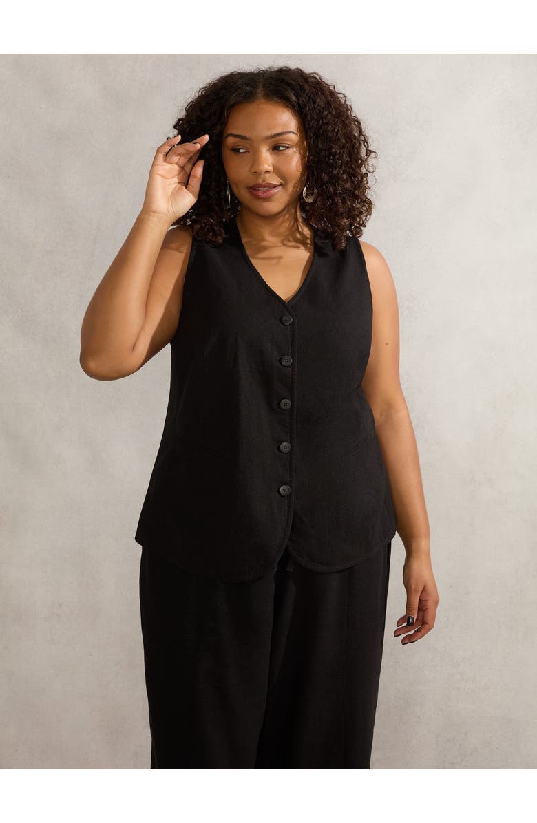 Live Unlimited Linen Waistcoat, Alternate, color, Black