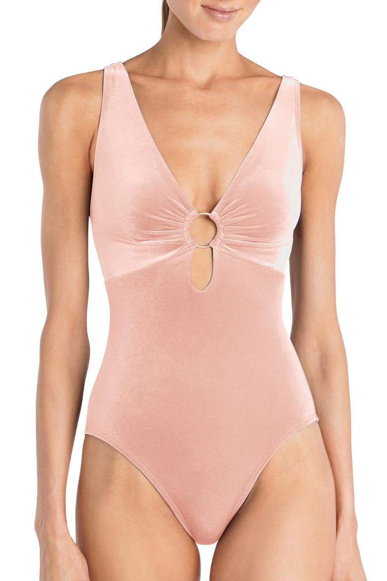 Roxy Cutout One-Piece Swimsuit, Main, color, BLUSH