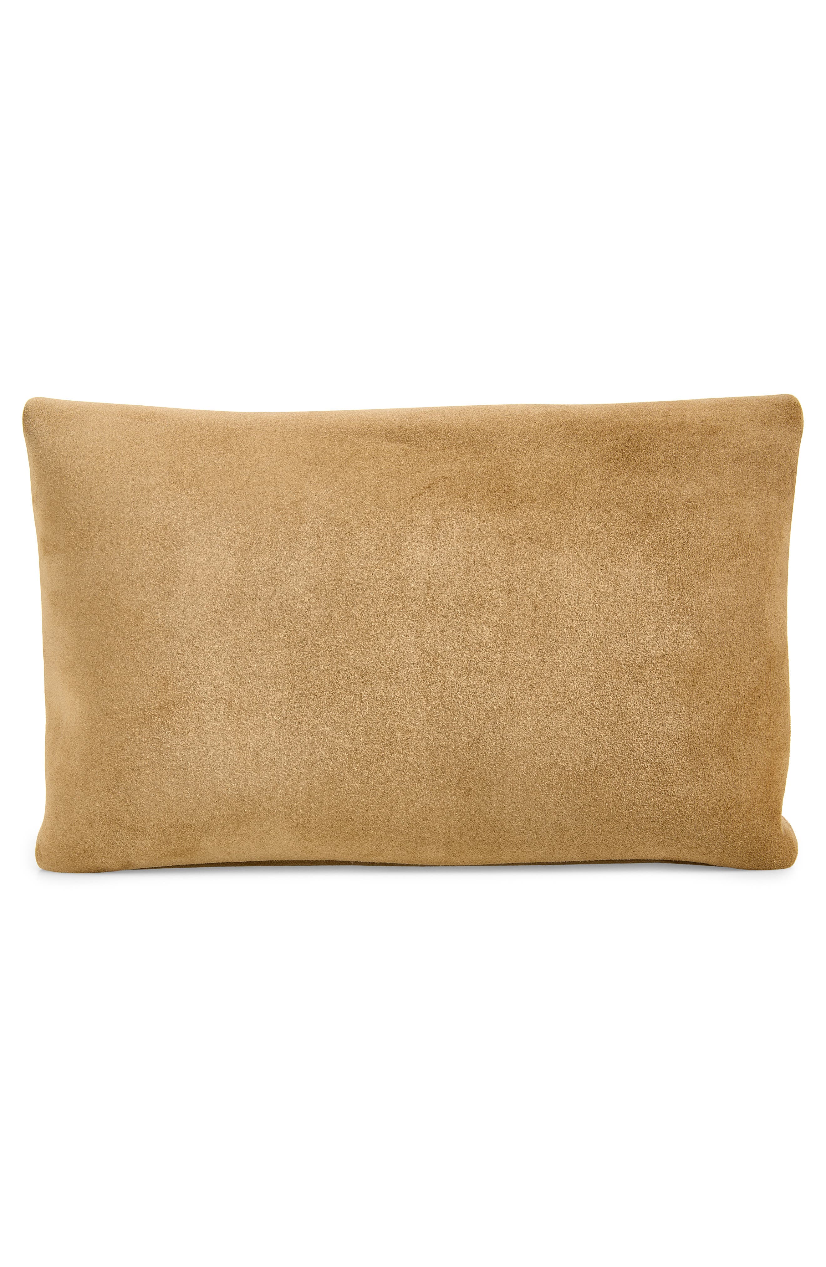 Saint Laurent Large Cassandre Suede Envelope Clutch, Alternate, color, Light Cumin