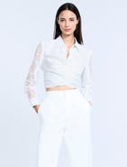 BCBGMAXAZRIA Lace Stripe Tie Back Top