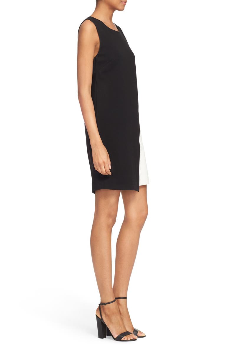 'Livvy' Asymmetrical Colorblock Sleeveless Shift Dress, Alternate, color, BLACK/ CANVAS WHITE