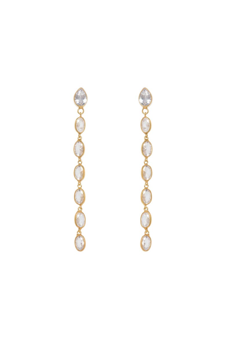 Oval Crystal Framed Long Drops, Alternate, color, Gold