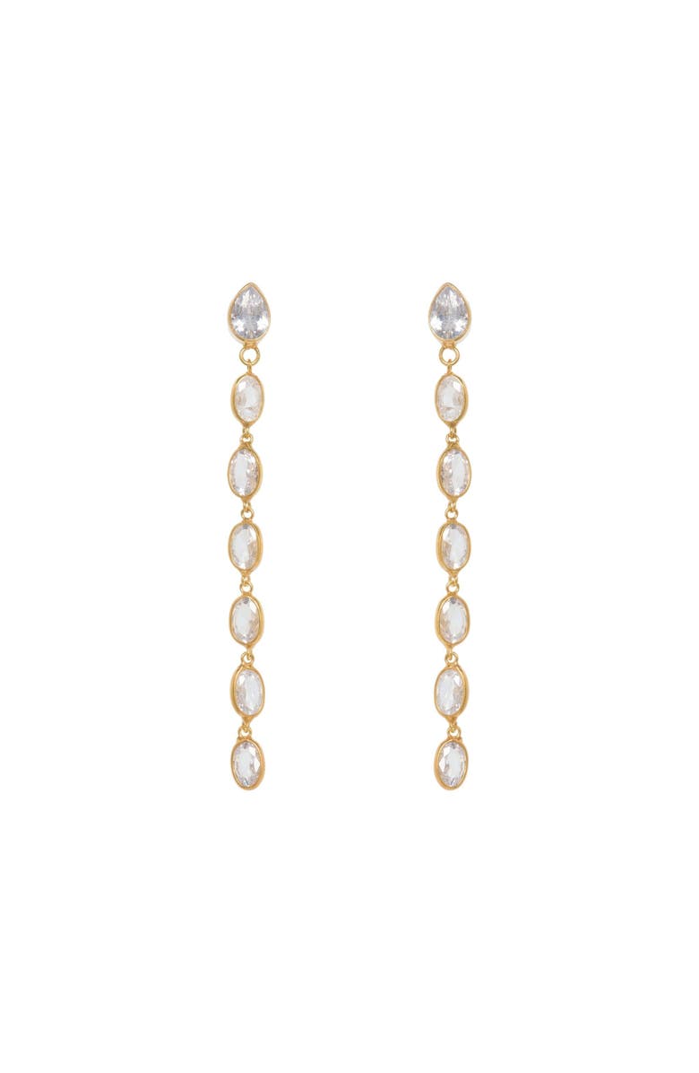 Freya Rose Oval Crystal Framed Long Drops, Alternate, color, Gold