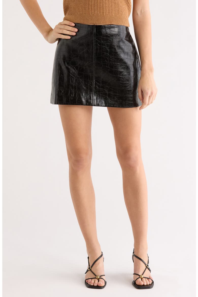Savana Faux Leather Miniskirt, Main, color, BLACK