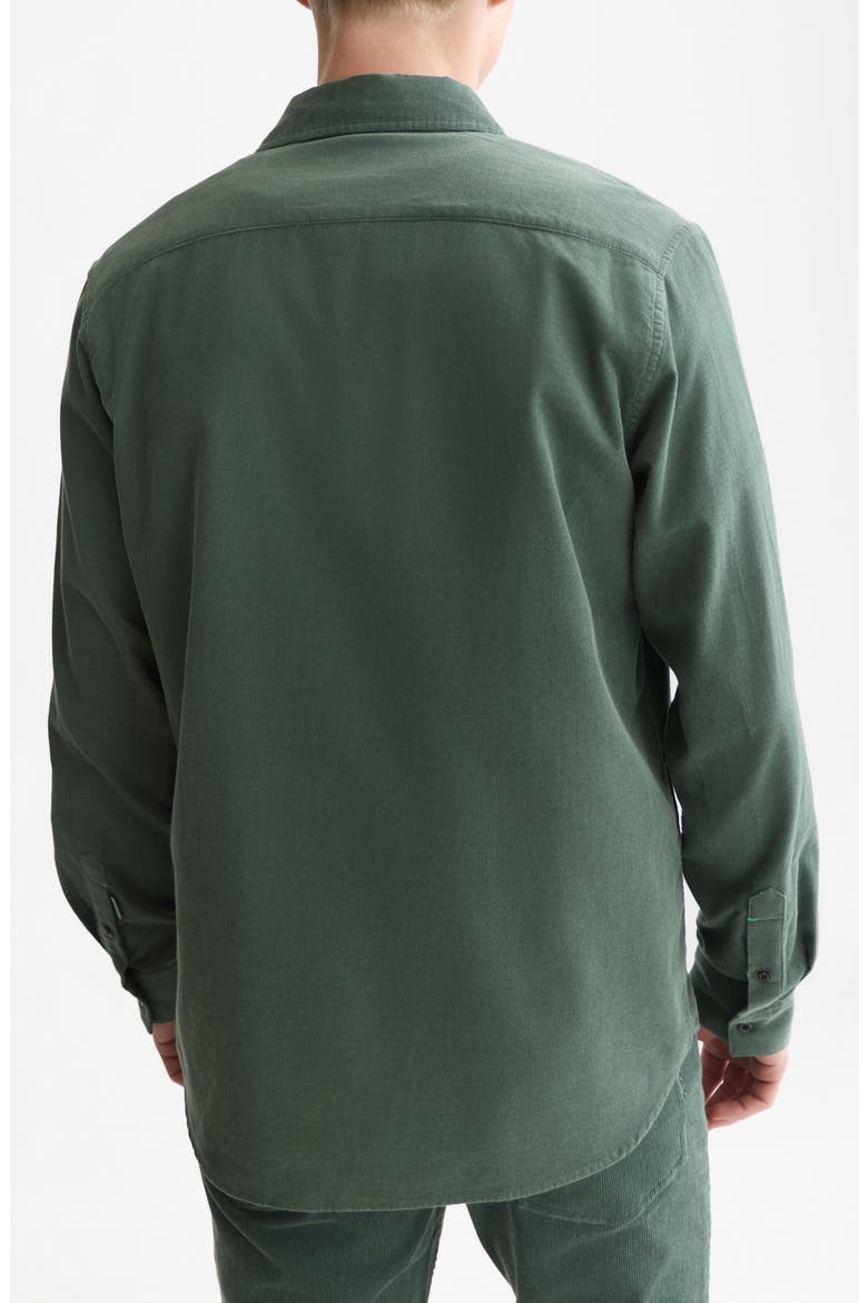 Regular Fit Corduroy Button Up Shirt, Alternate, color, DARK FOREST