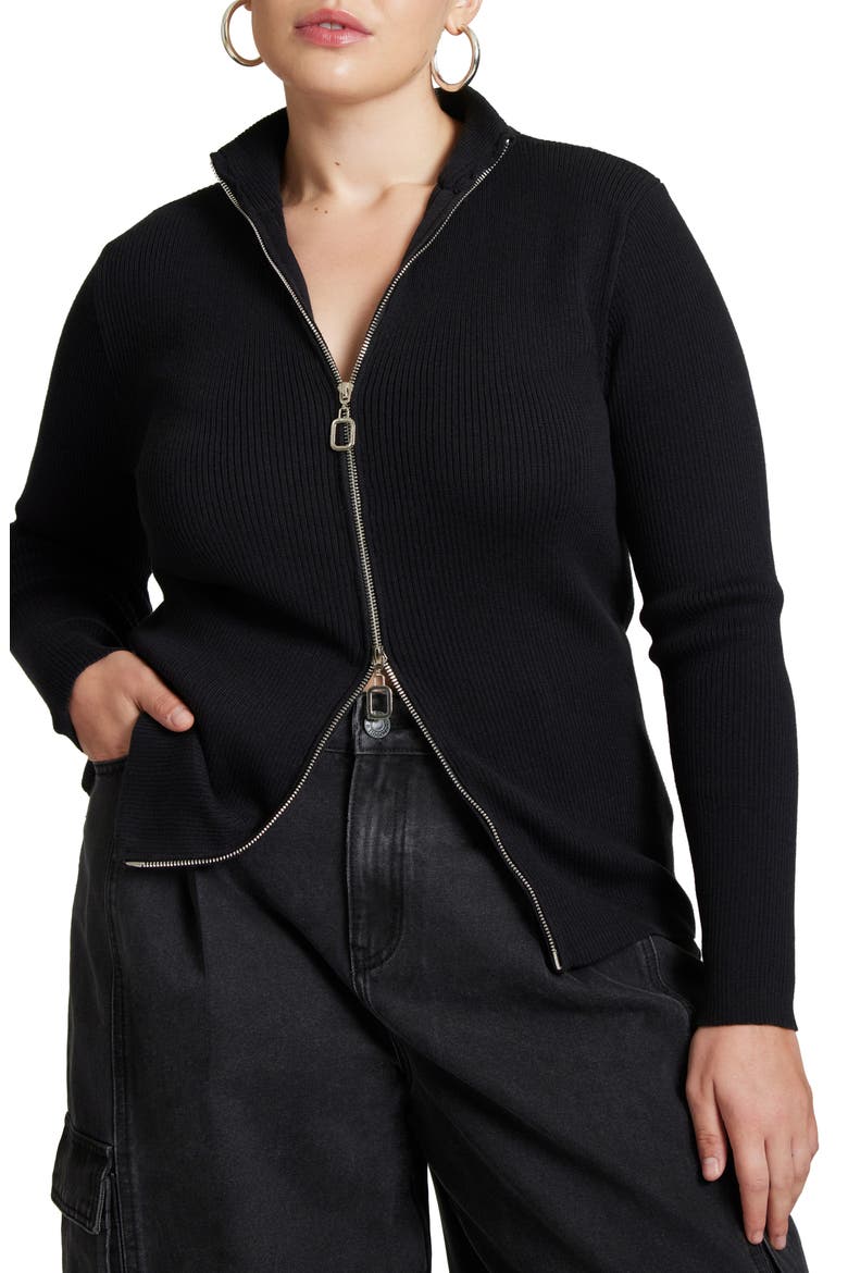 Two Way Zipper Sweater, Main, color, BLACK ONYX