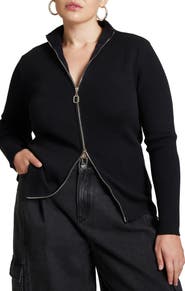 ELOQUII Two Way Zipper Sweater