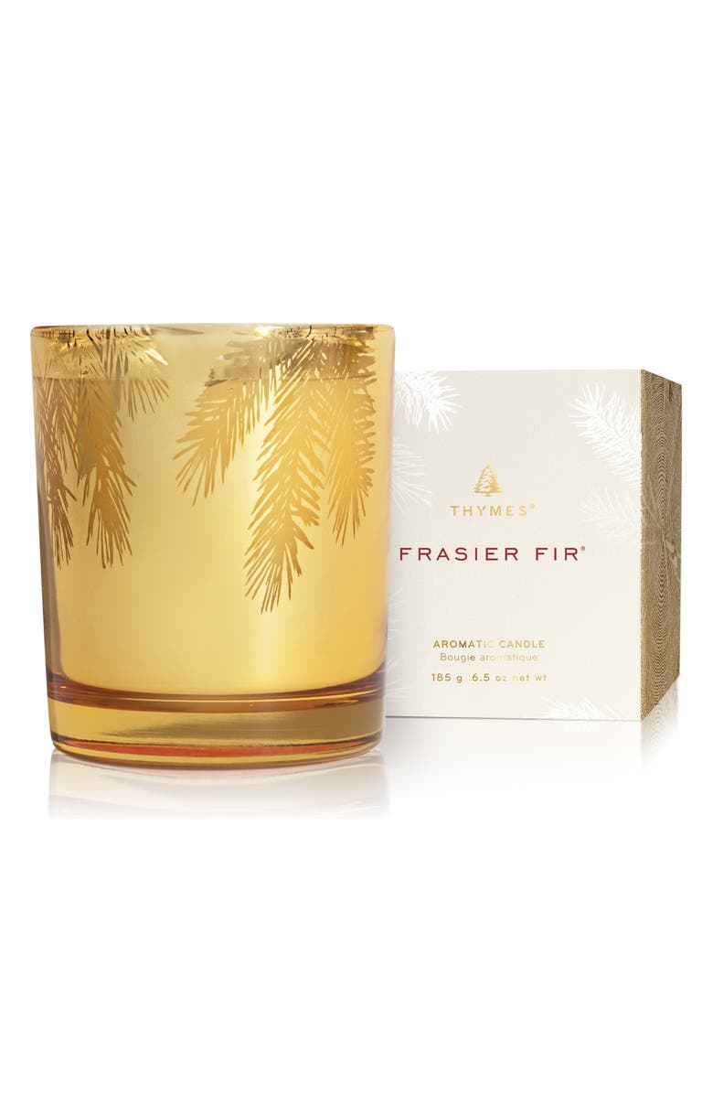 Thymes Frasier Fir Gilded Candle, Main, color, Gold Pine Needle