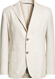 Eleventy Unstructured Plaid Linen
Wool Blend Sport Coat