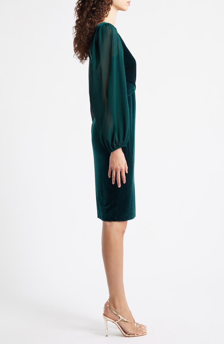 Vince Camuto Long Chiffon Sleeve Velvet Dress, Alternate, color,