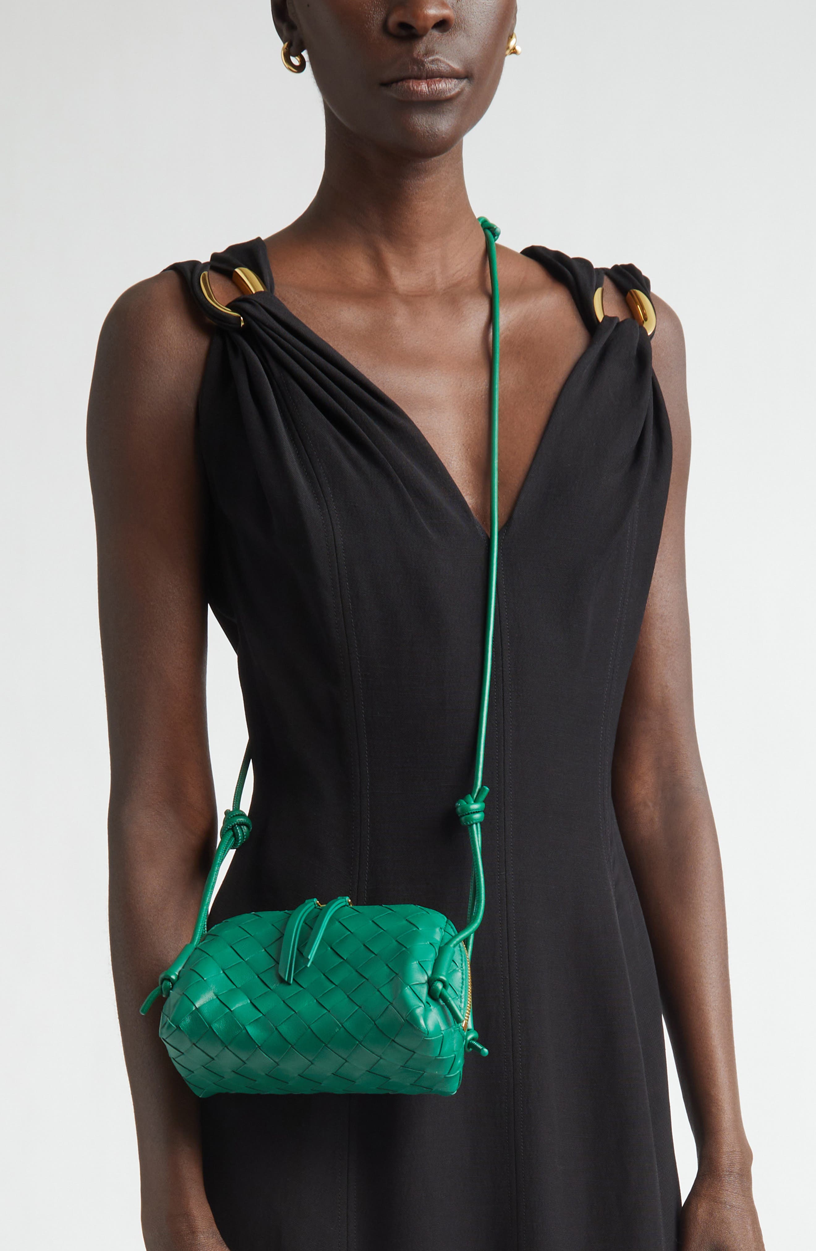 Mini Concert Intrecciato Leather Crossbody Bag, Alternate, color, 3197 JUNGLE-GOLD