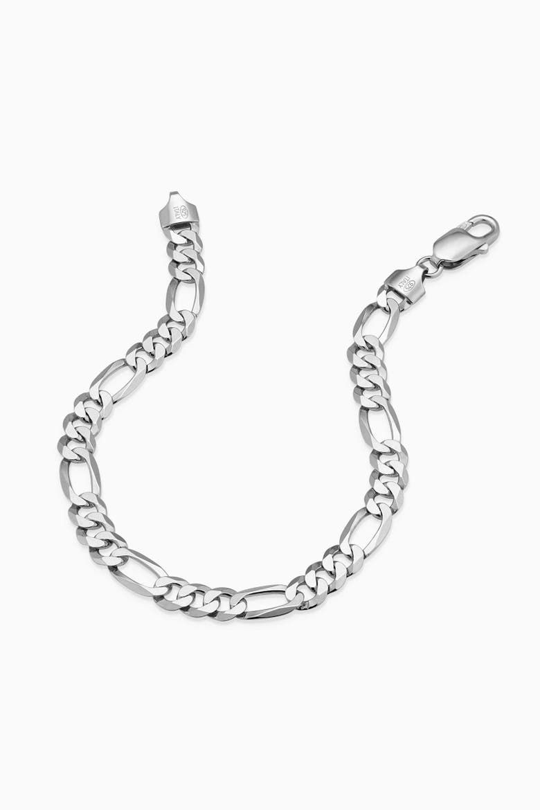 Men's Founders Figaro Bracelet in Sterling Silver, Alternate, color, Silver