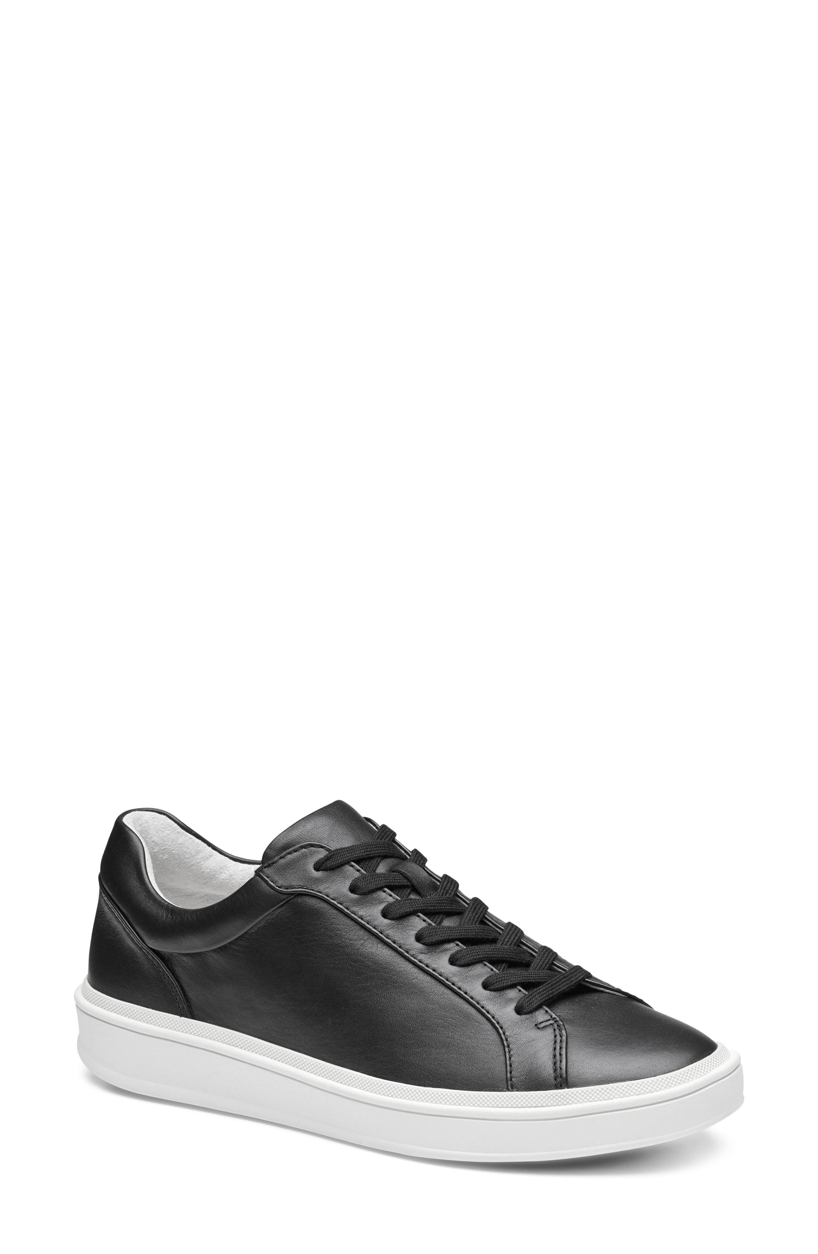 Johnston & Murphy Ashley Sneaker, Main, color, Black Nappa Leather