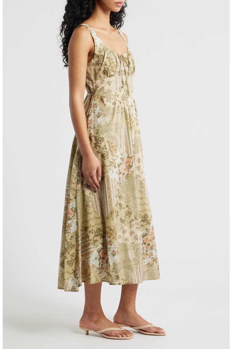 Milkmaid Print Sleeveless Maxi Dress, Alternate, color, OLIVE