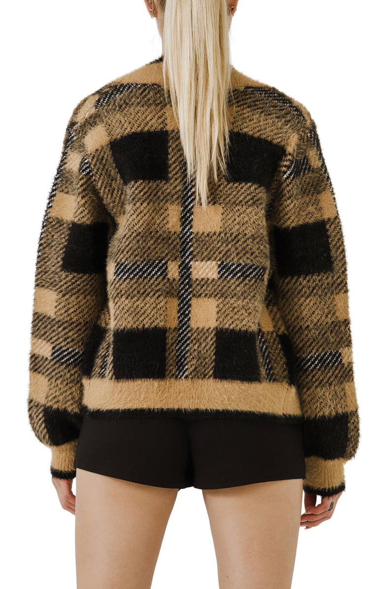 English Factory Check Cardigan, Alternate, color, Camel