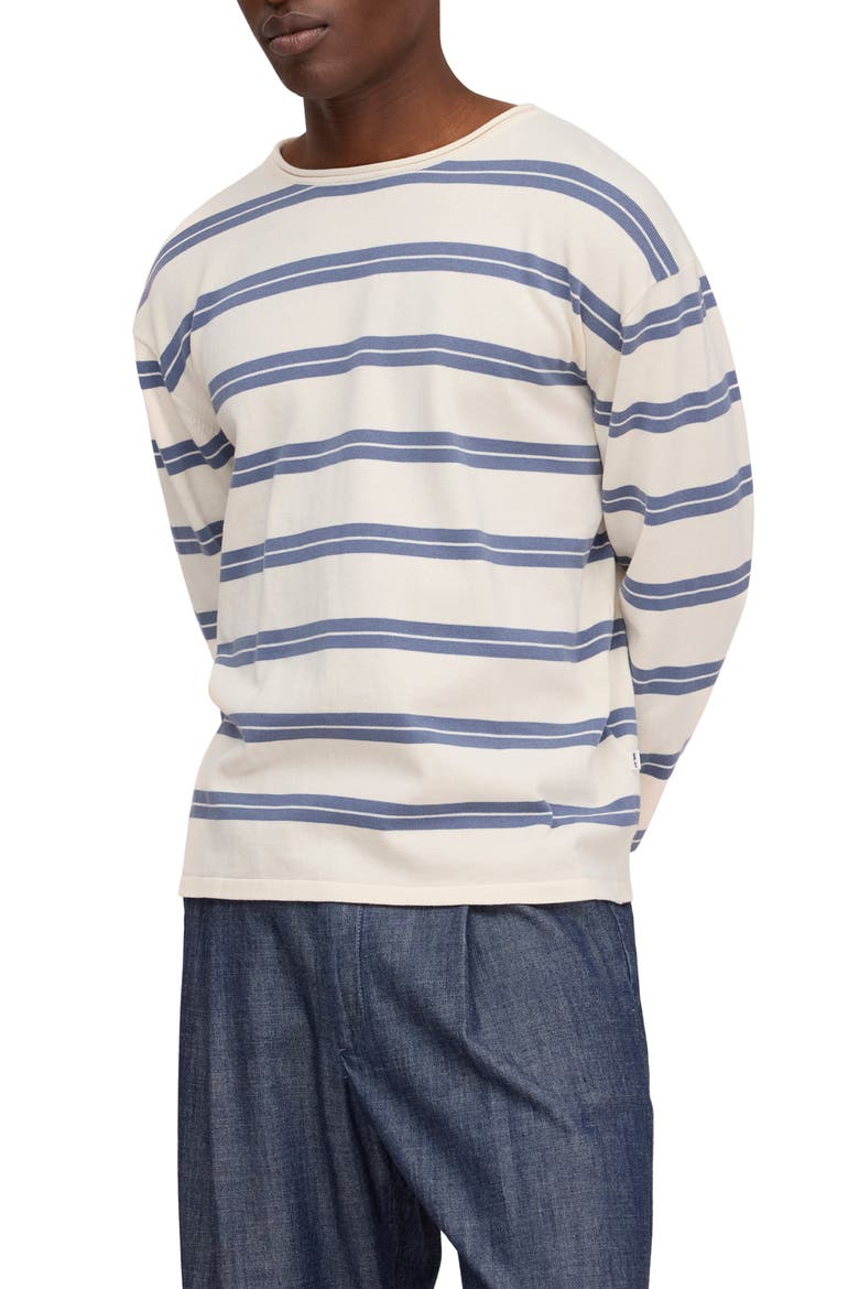 Sailor Crew Striped Organic Cotton Sweater, Main, color, IVORY