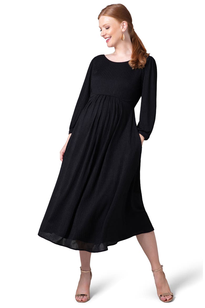 Isla Ribbed Jersey Dress, Alternate, color, BLACK