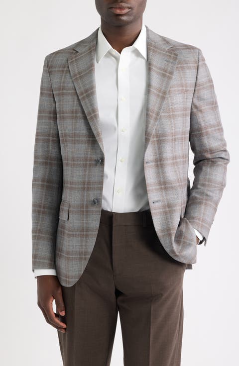 Hyperlight Grey Plaid Wool Sport Coat