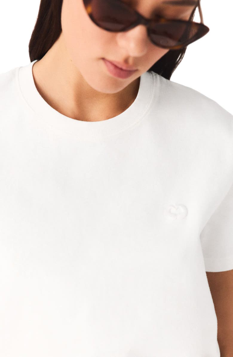 maje T-shirt with small embroidered logo, Alternate, color, White