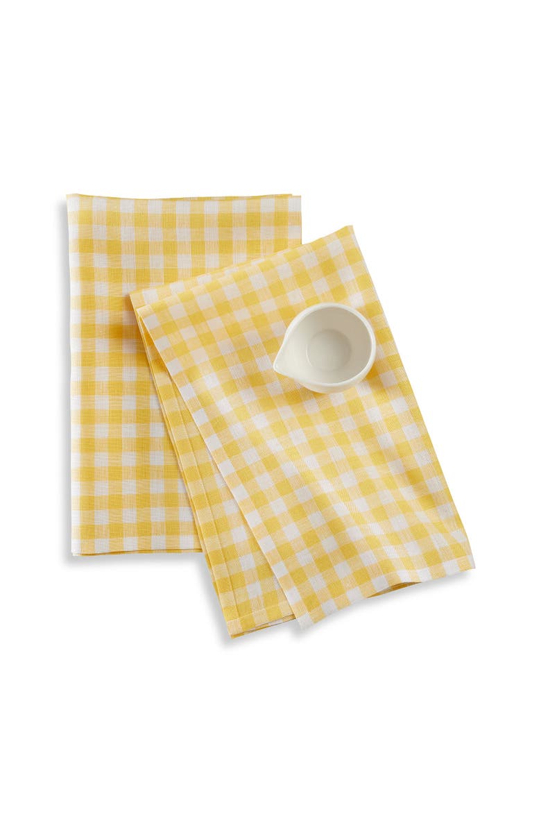 Solino Home Linen Kitchen Towels - Gingham Check, Alternate, color, Marigold Yellow