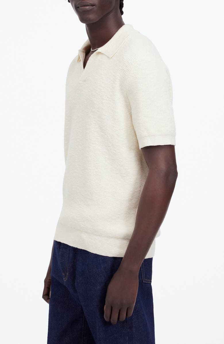 Madewell Johnny Collar Waffle Knit Polo, Alternate, color, Vintage Ivory