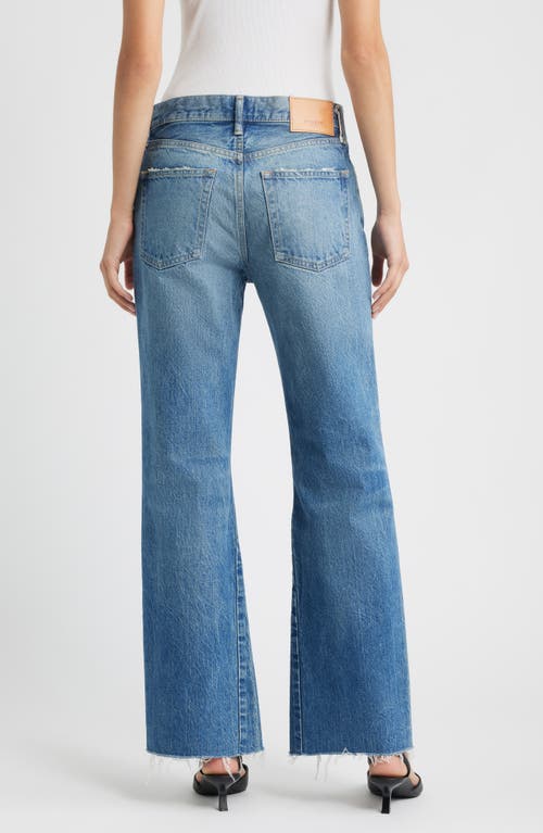 Moussy Vintage Atlantis Remake Raw Hem Flare Jeans In Blue