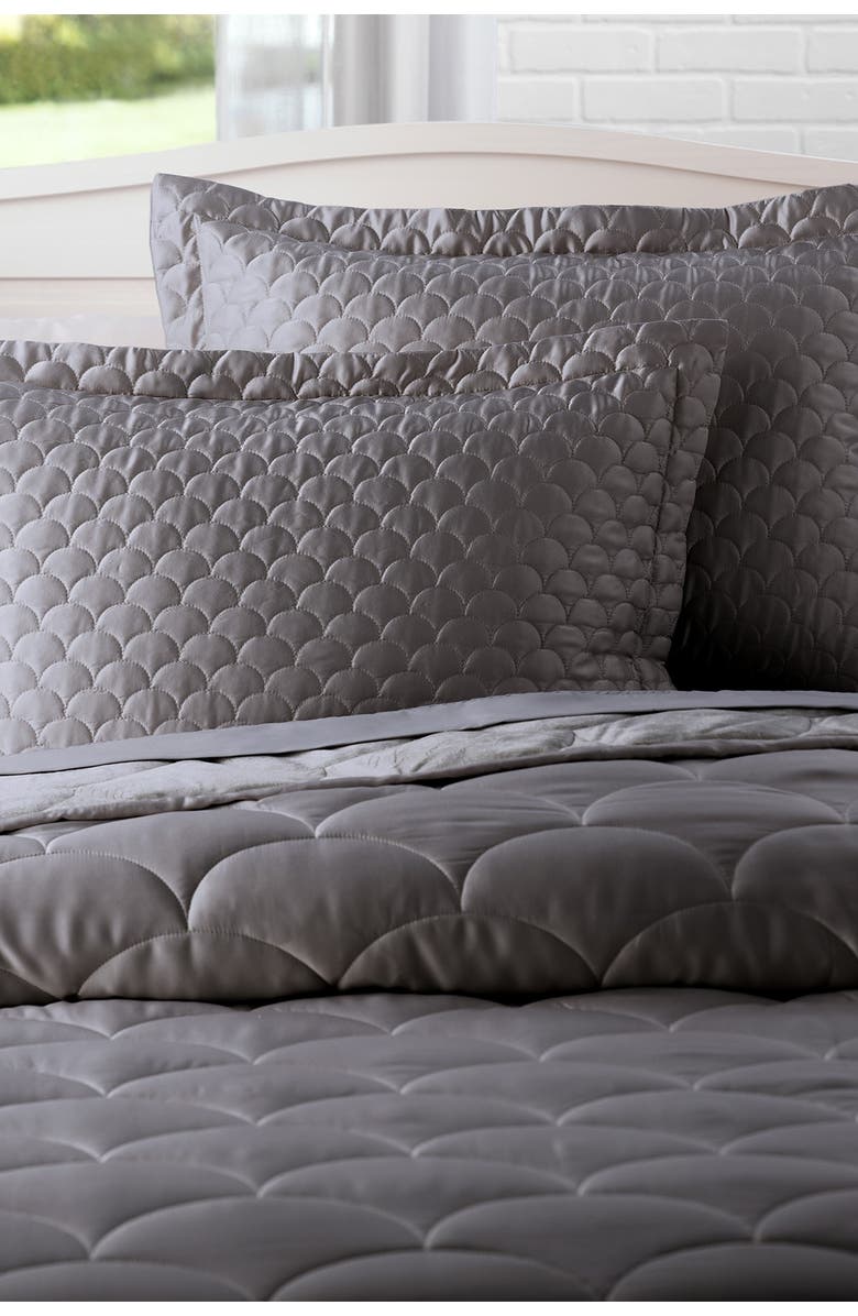 CLIMAREST Nikki Chu Queen Velvet/Satin Reversible Blanket - Charcoal, Alternate, color, 