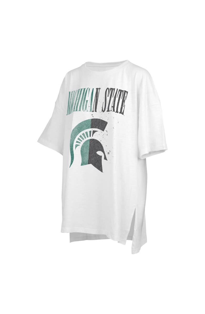 PRESSBOX Women's Pressbox White Michigan State Spartans Lickety-Split Oversized T-Shirt, Main, color,