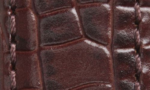 Longchamp Archive Croc Print Leather Belt In Brown