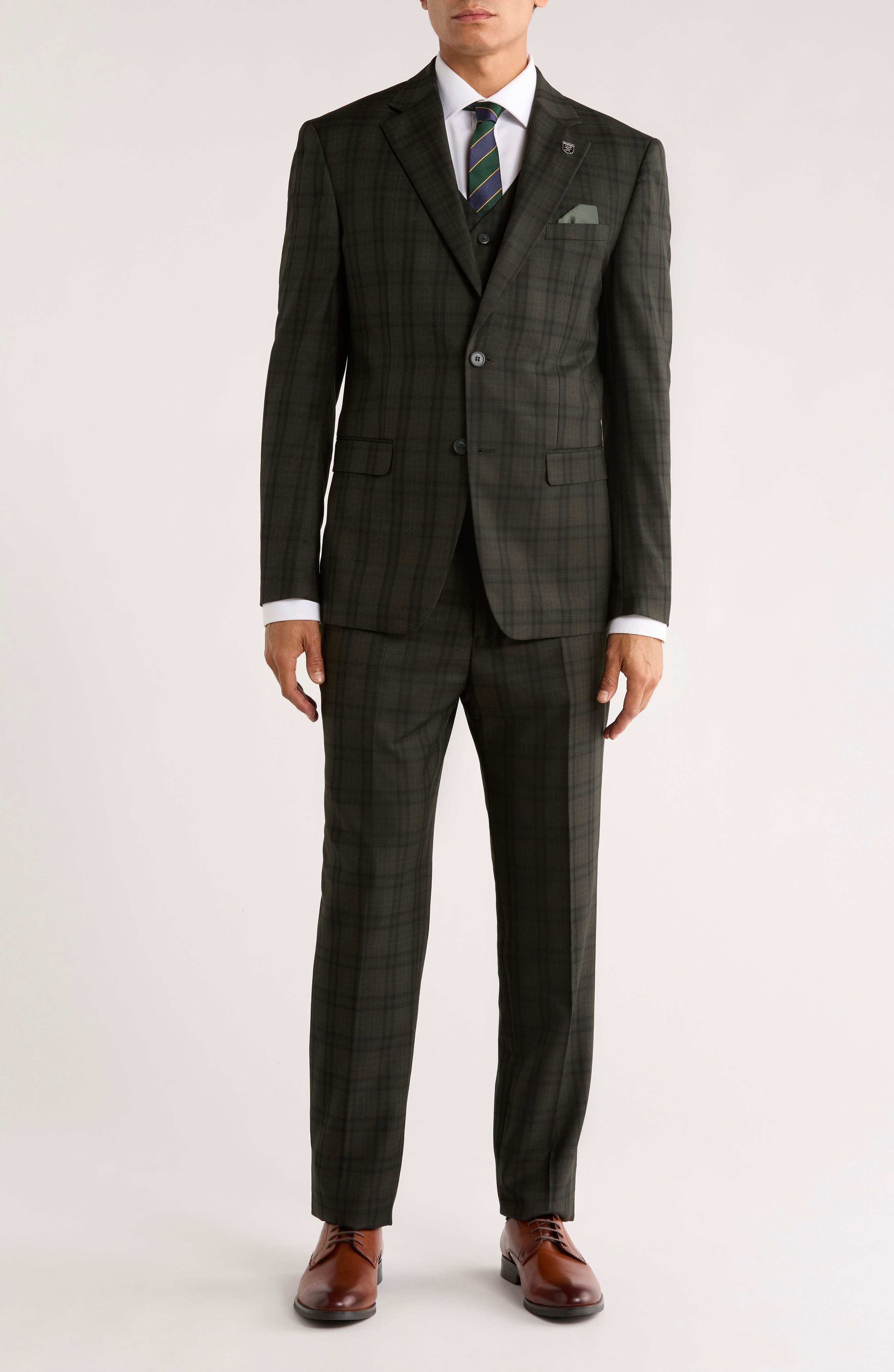 ZEGARIE Glen Plaid Mélange 3-Piece Suit
