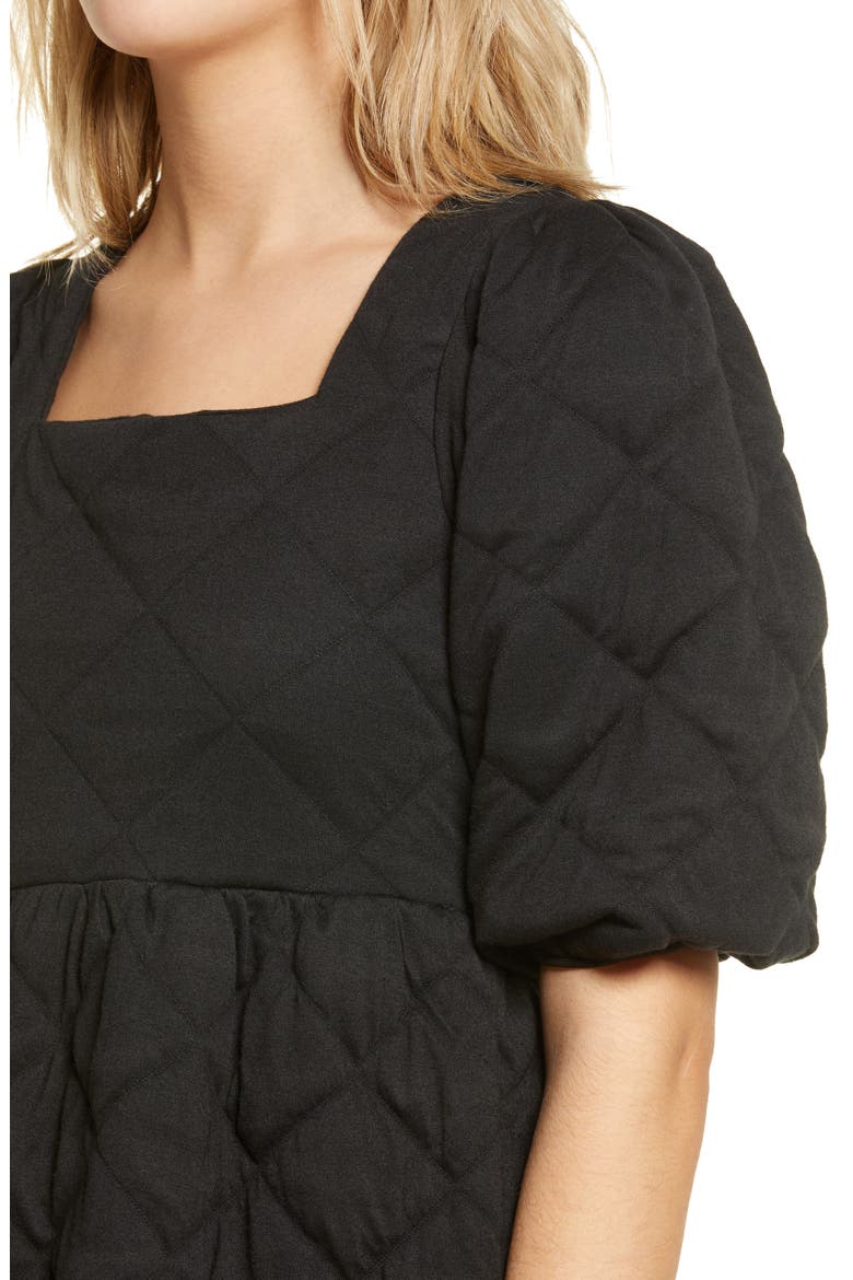 Puff Sleeve Dress, Alternate, color, BLACK