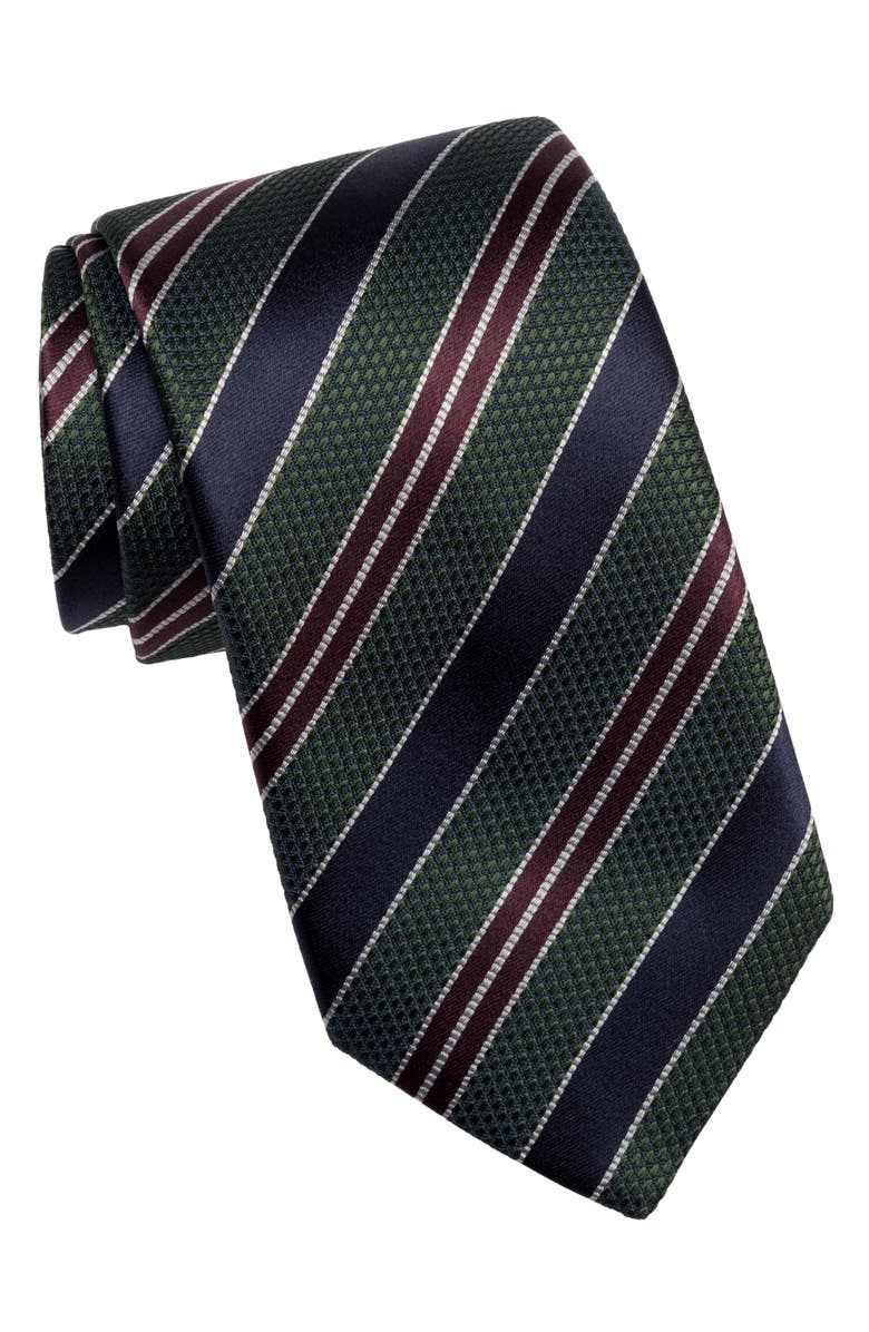Elizabetta Vesuvio - Extra Long Silk Jacquard Tie for Men, Main, color, Green And Navy