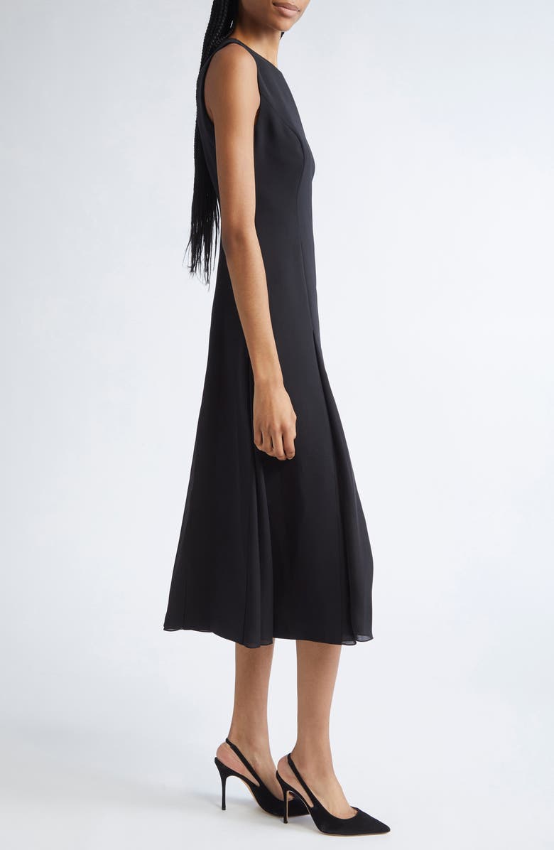 Carolina Herrera Sleeveless Godet Flared Midi Dress, Alternate, color, Black