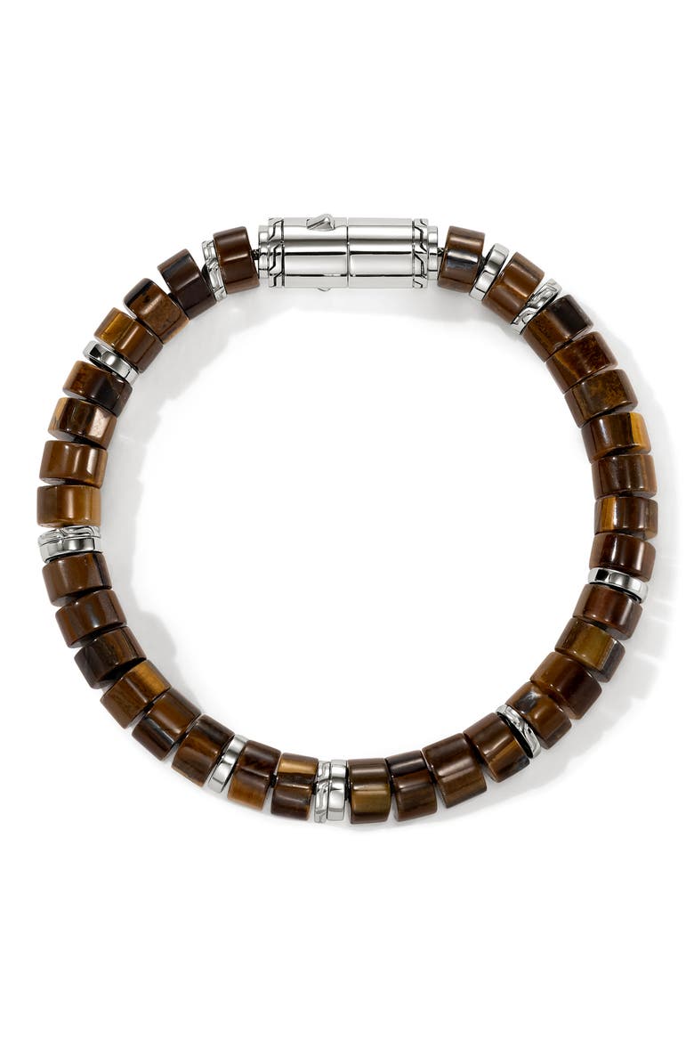 Heishi Beaded Bracelet, Alternate, color, SILVER