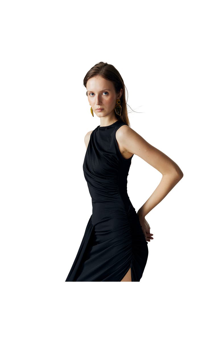 ATS Evel Draped Dress, Alternate, color, Black