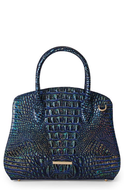 Rosetta Croc Embossed Leather Satchel