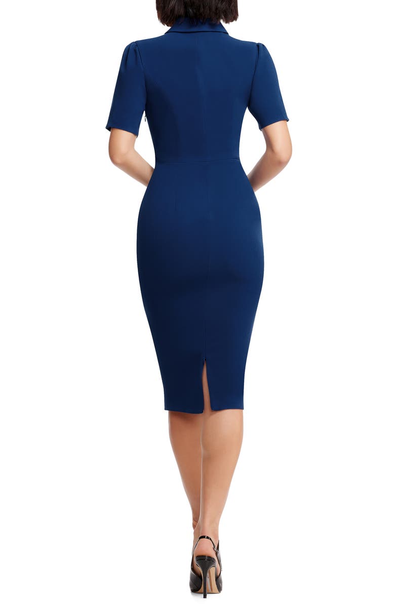 Dress the Population Gloria Front Zip Sheath Dress, Alternate, color, Cobalt