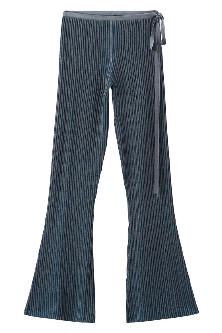 Ribbed Flare Leg Pants, Main, color, DARK BLUE