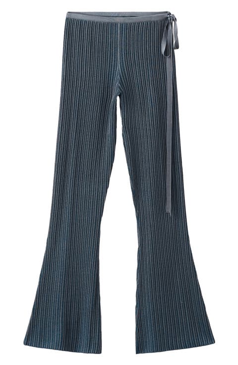 Ribbed Flare Leg Pants