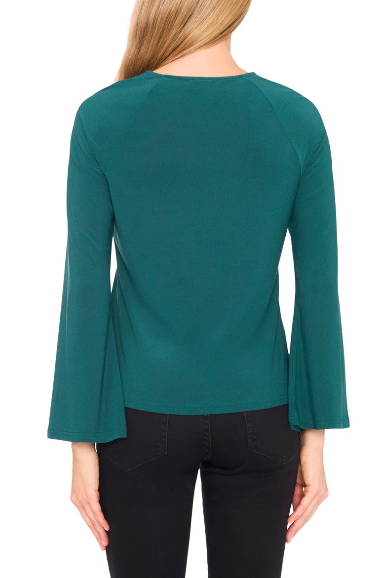 Pearly Bow Knit Top, Alternate, color, DARK FOREST