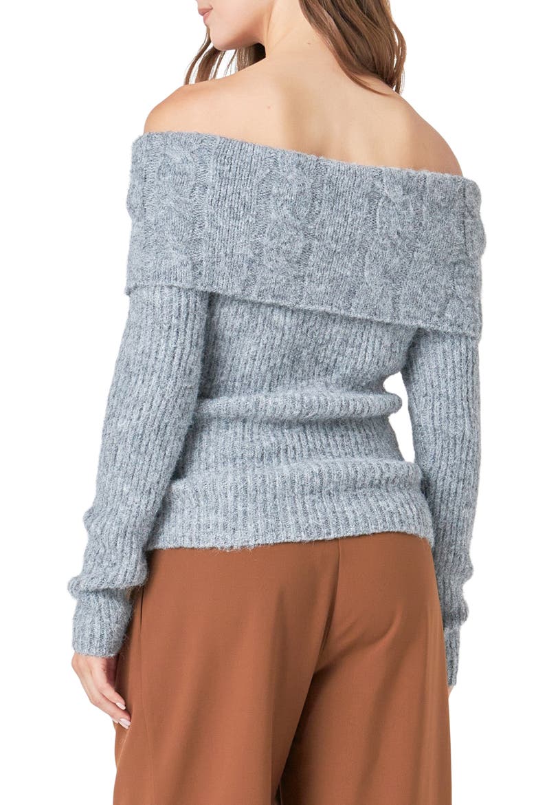 Off the Shoulder Rib Sweater, Alternate, color, HEATHER GREY