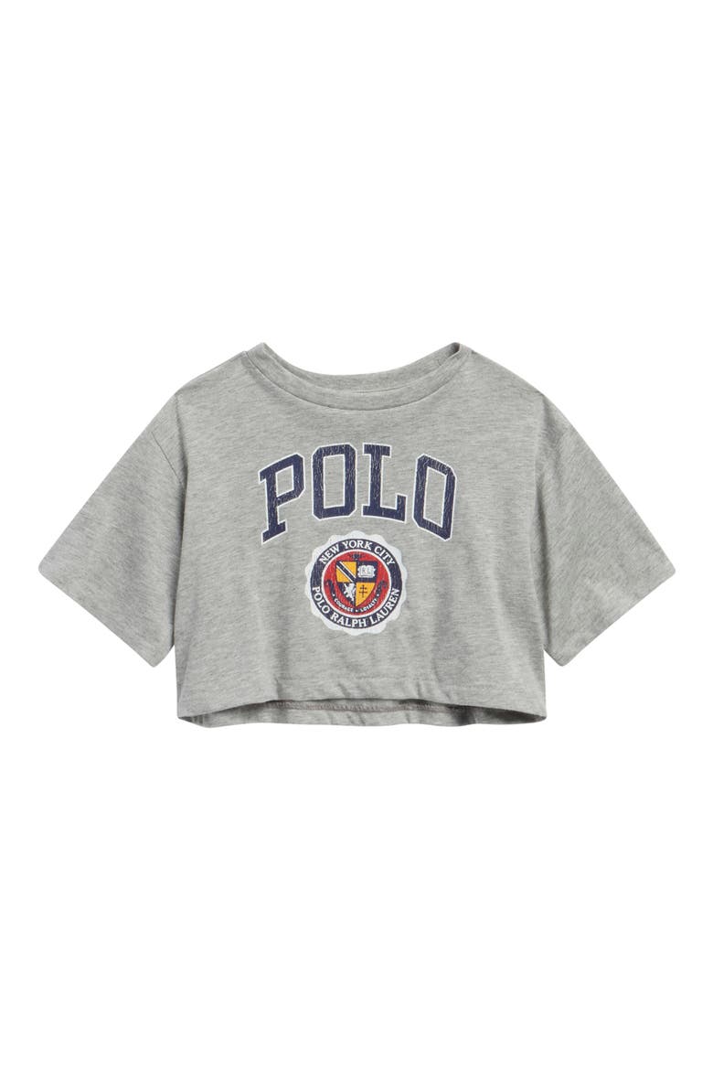 Kids' Logo Graphic Crop T-Shirt, Main, color, GREY HEATHER