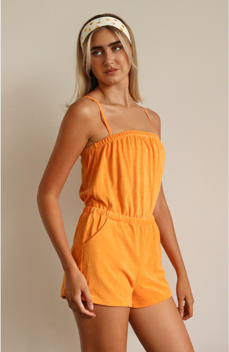 Dippin Daisys Napa Bandeau Style Romper, Alternate, color, Kumquat Terry