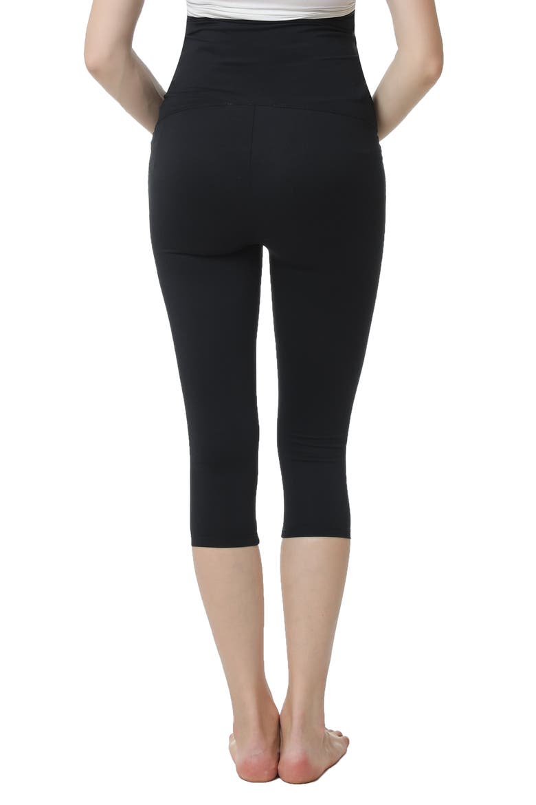 Bree Belly Support Maternity Capri Leggings, Alternate, color, BLACK