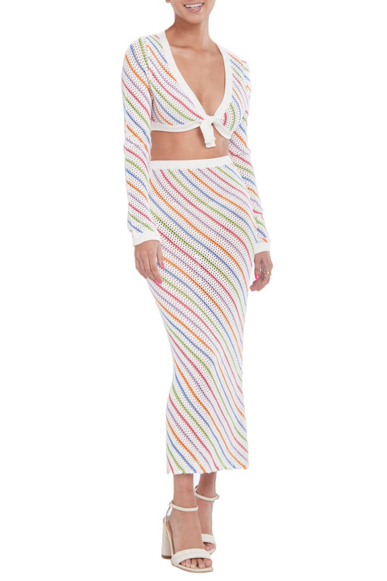 Bruna Stripe Crochet Crop Cover-Up Sweater, Alternate, color, MULTICOLOR WHITE