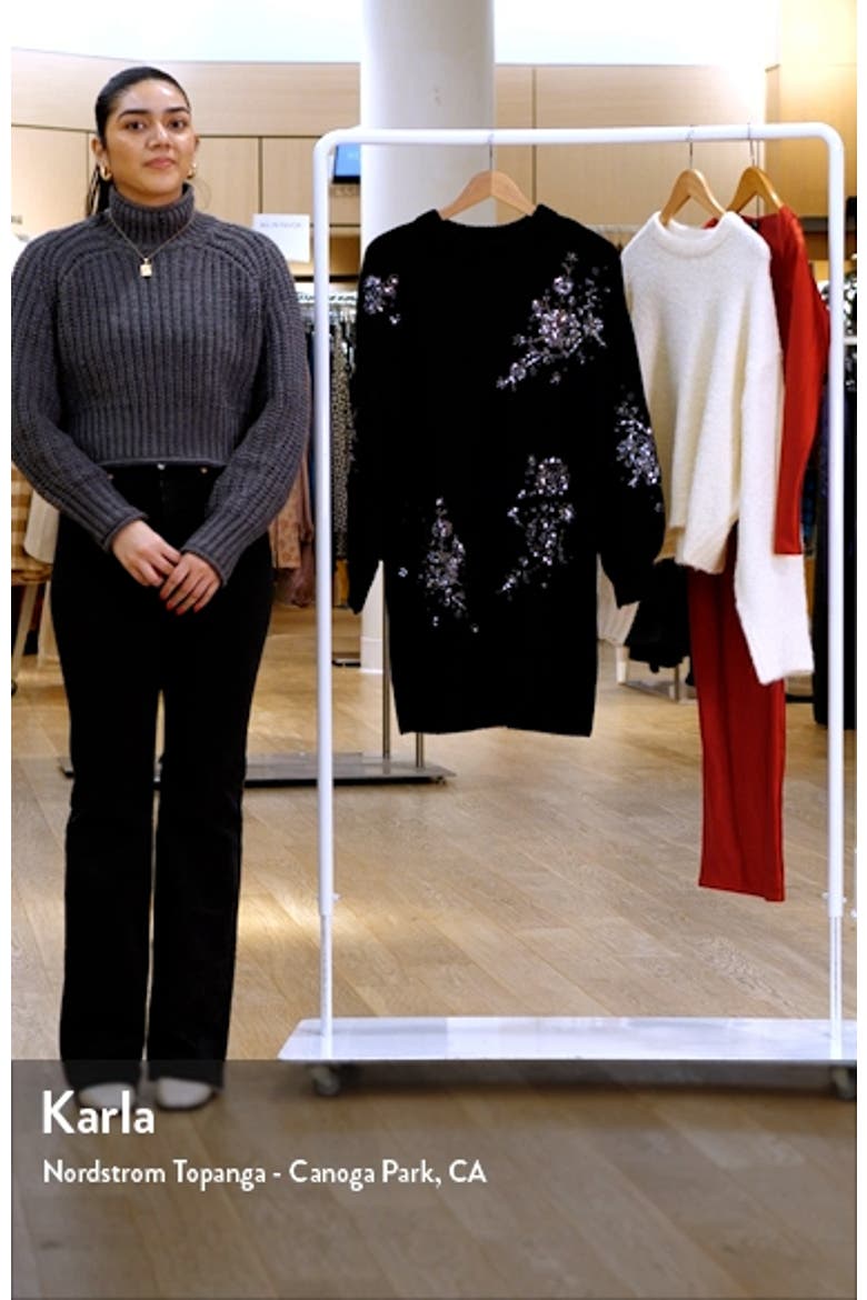 Jessie Crystal Floral Embellished Long Sleeve Sweater Dress video