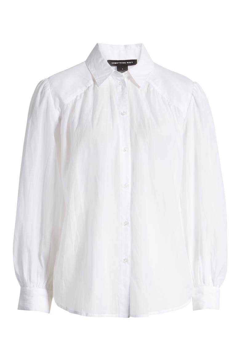Sheer Button-Up Shirt (Nordstrom Exclusive), Alternate, color, WHITE