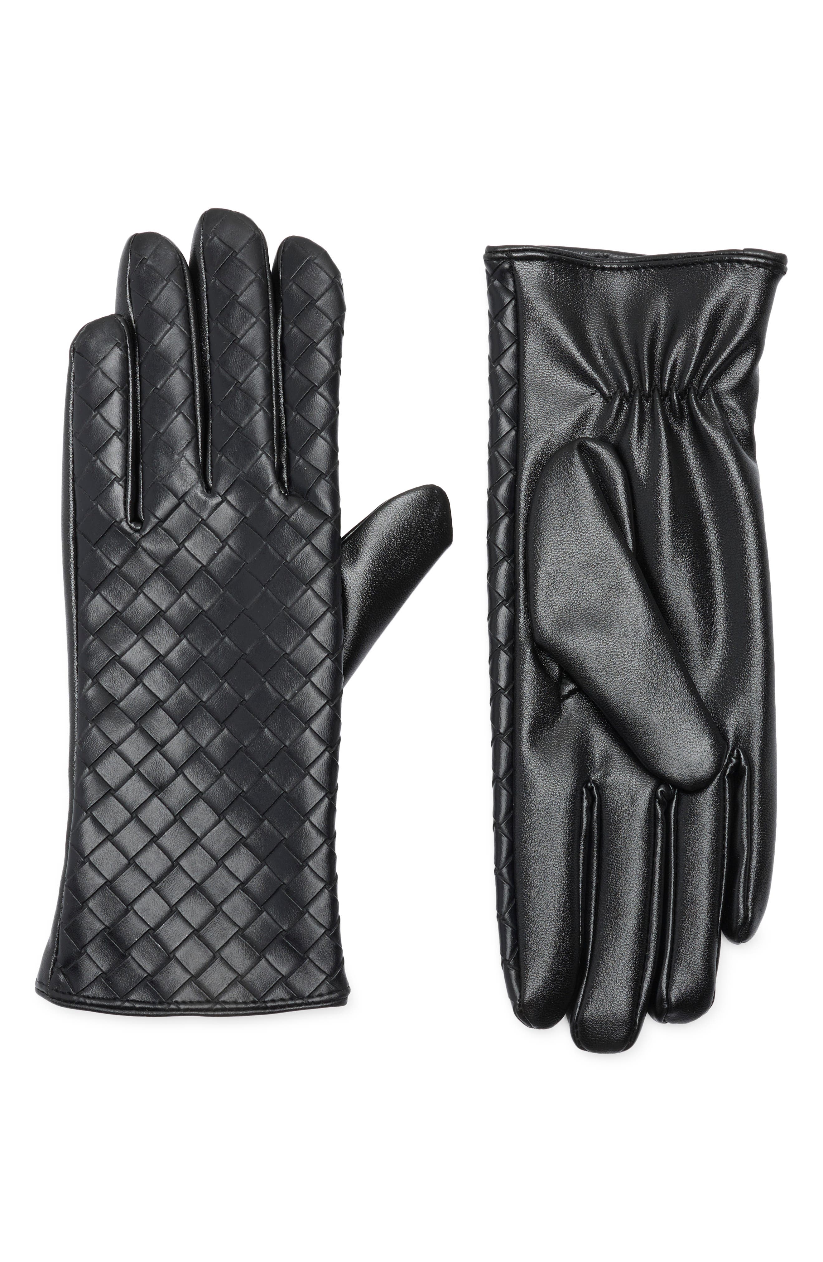 Vince Camuto Crosshatch Faux Leather Gloves